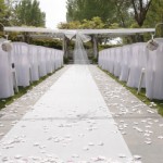 A sanctuary prepared for a wedding ceremony.