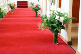 Red carpet leading up to the Altar